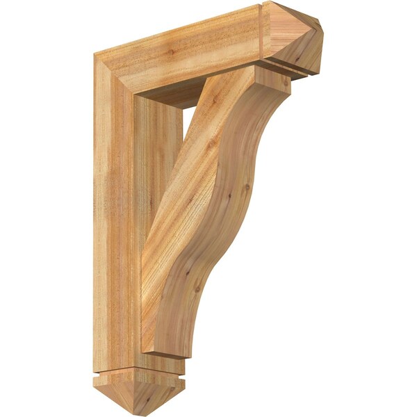 Ekena Millwork Funston Arts and Crafts Rough Sawn Bracket w/ Offset Brace, Western Red Cedar, 8"W x 28"D x 40"H BKT0806X28X40FST03RWR - main